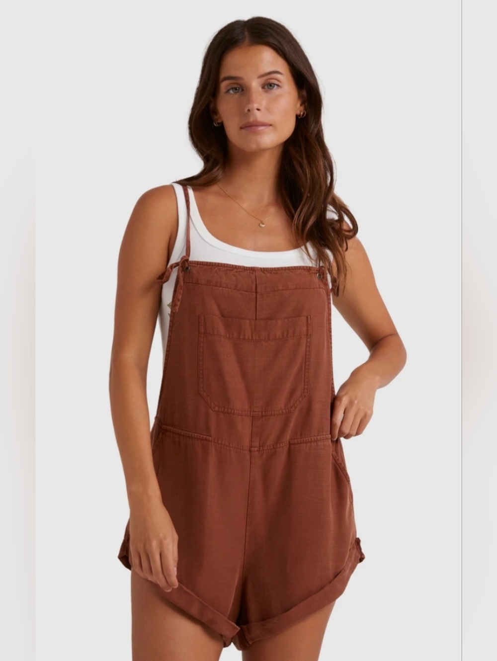 Billabong Rust Red Short Overalls - Picture 3 of 12